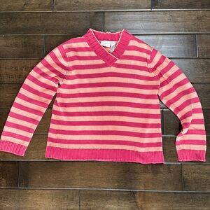 ❤️3/$30 Liz Claiborne Striped Pink Women's Sweater